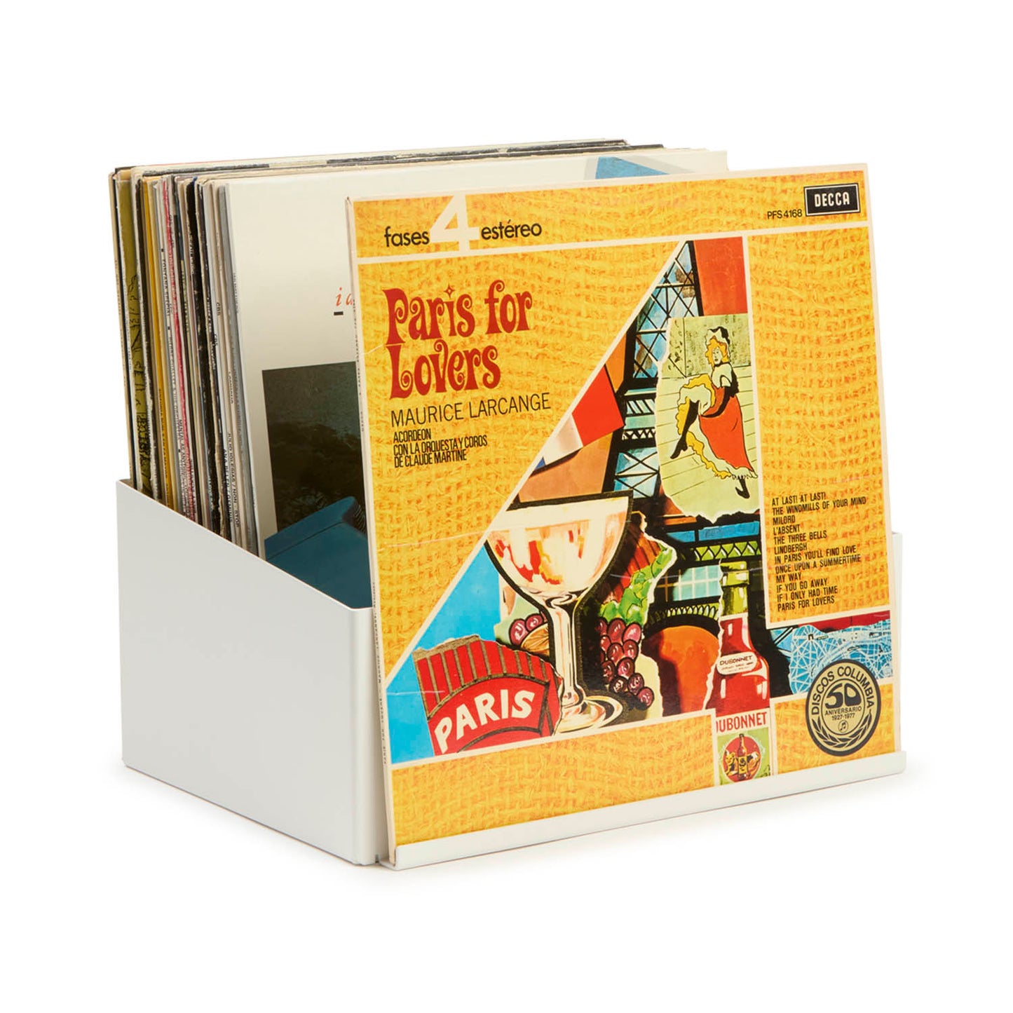 Vinyl Record Record Holder Wall Mount for 50 LP with Now Playing – White