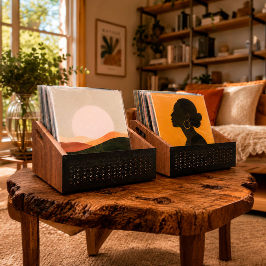 Vinyl Record Crate — Set of 2 (Open-Top, 120 LPs)