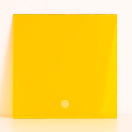 Yellow acrylic door for Vinyl Modular record storage cube with snap-on design