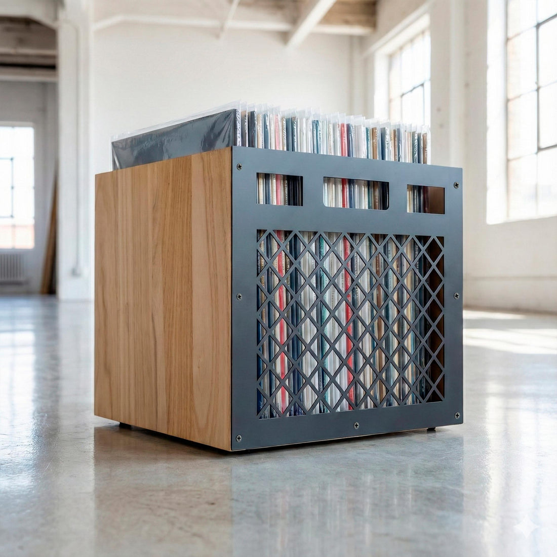 Classic Box vinyl record storage in solid paulownia wood