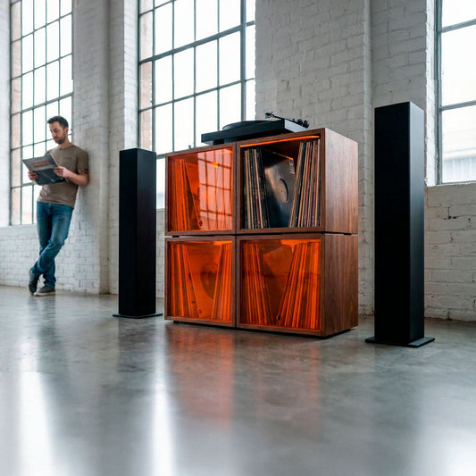 KTS solid Paulownia vinyl furniture range — modular cubes, shelves, and crates