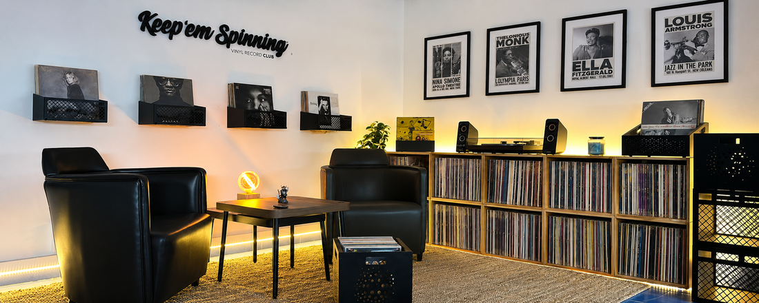 Keep Them Spinning showroom — Vinyl Modular x4 and Batea solid wood storage with vinyl collection