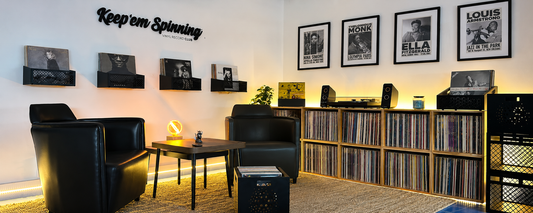 Keep Them Spinning showroom — Vinyl Modular x4 and Batea solid wood storage with vinyl collection