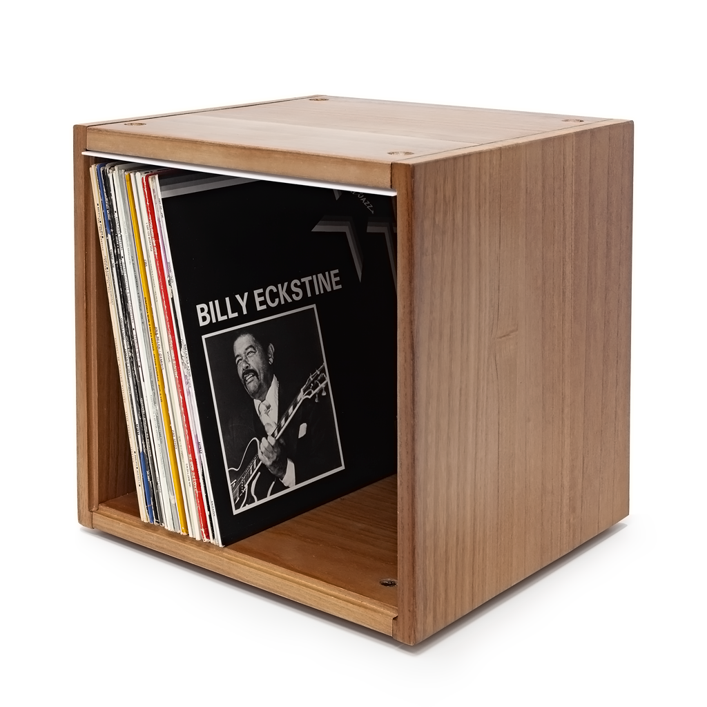 Vinyl Record Box Stax - Walnuss mit Weißem Deckel