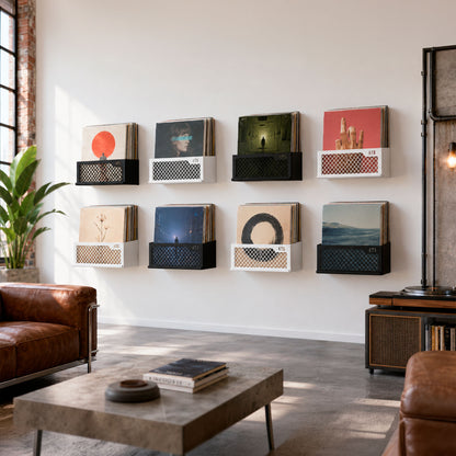 Flying V x8 gallery wall vinyl display, full set of eight mounts