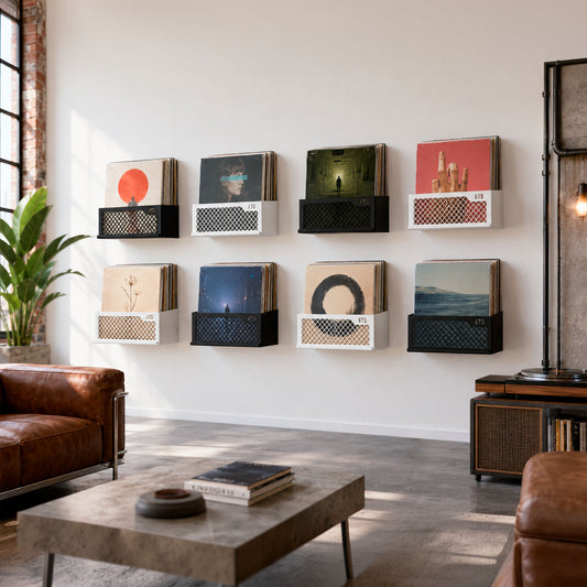 Expositor de vinilo de pared para galería Flying V x8, juego completo de ocho soportes