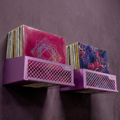 Flying V x2 double wall-mounted vinyl record shelf colour options showcasing all available finishes