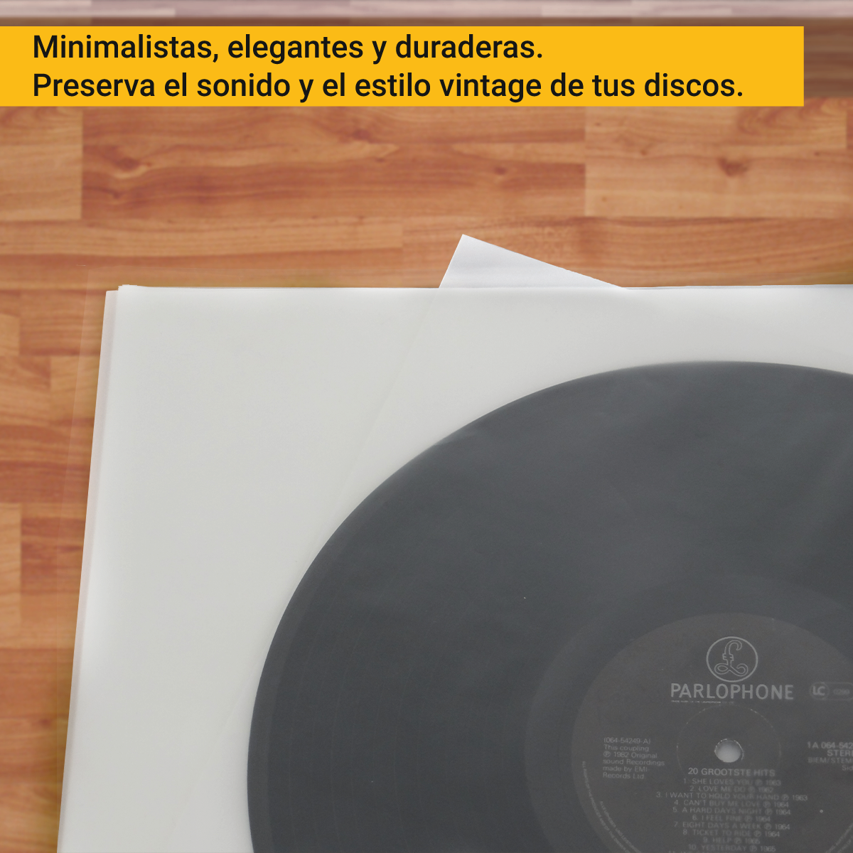 Almacenar disco con funda antiestática, Protección para discos de vinilo, Funda HDPE para discos, Guardar vinilos en funda antiestática, Completar almacenamiento de discos, Evitar daños en discos de vinilo, Fundas de calidad para coleccionistas