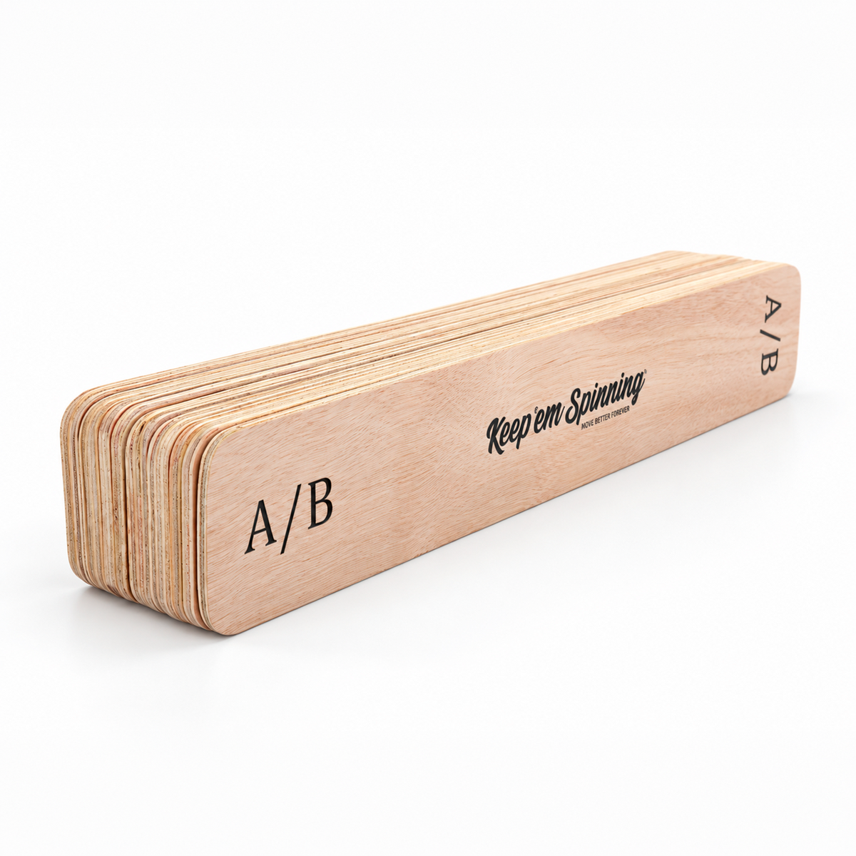 Stack of 13 plywood record dividers with rounded corners and the A/B letter pair