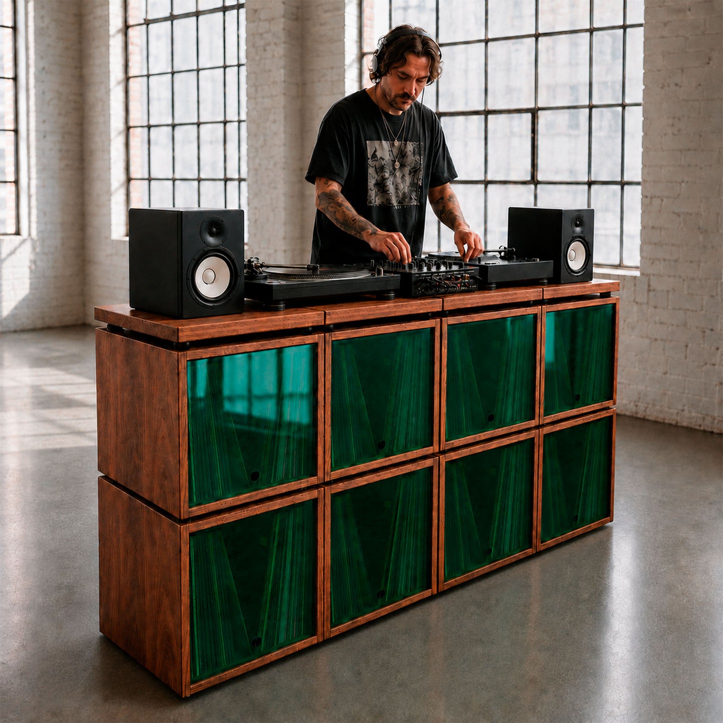 The Deck — Solid Wood Turntable Top for Modular Vinyl Cubes