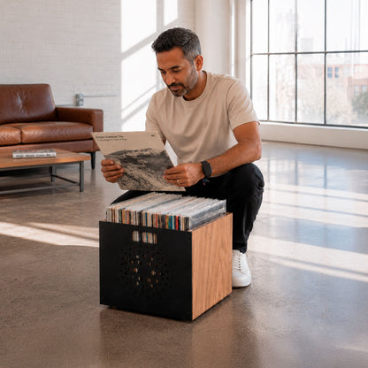 The Orbit Pair mid-century two-crate vinyl set by Keep Them Spinning