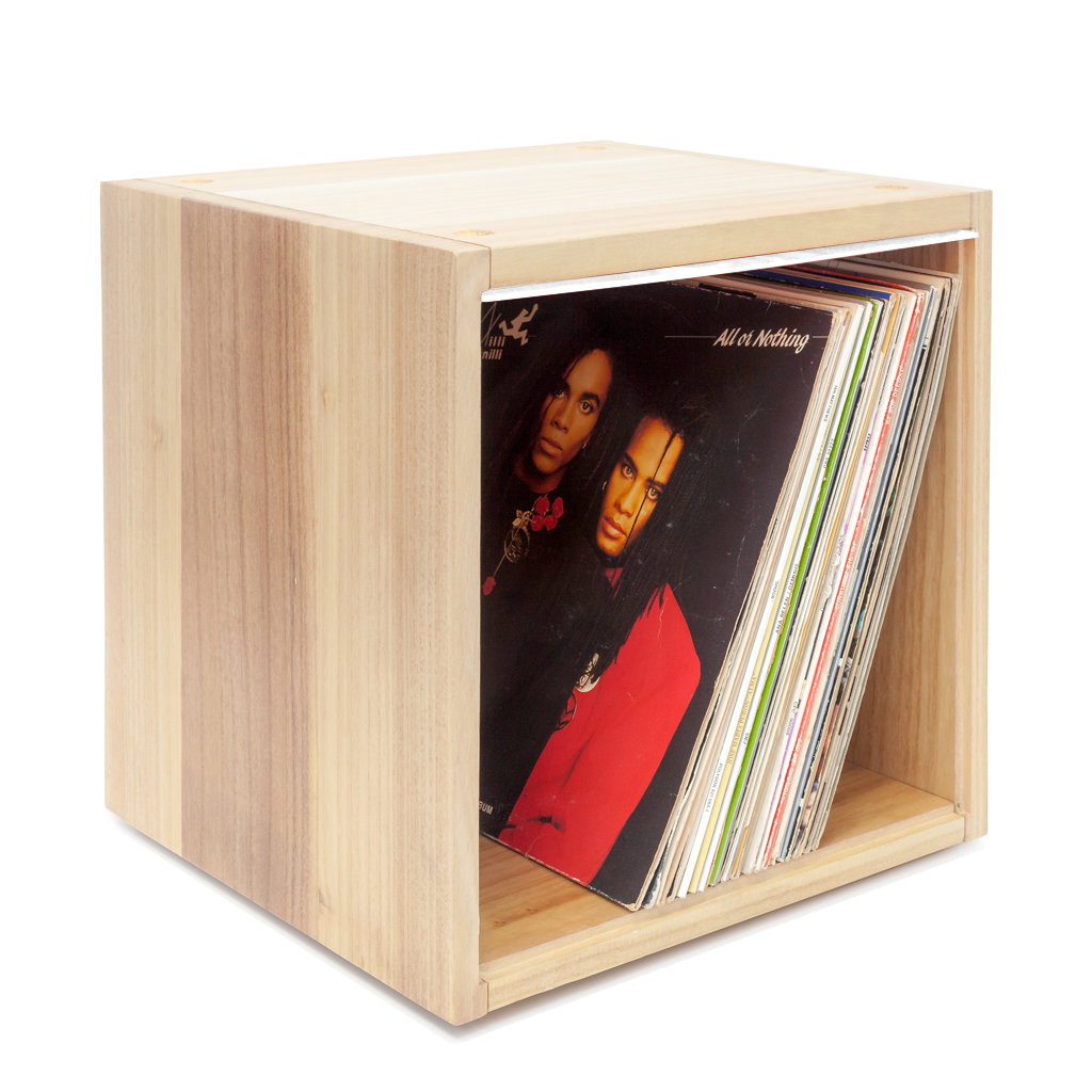 Vinyl Record Box Stax - Natural with White Lid