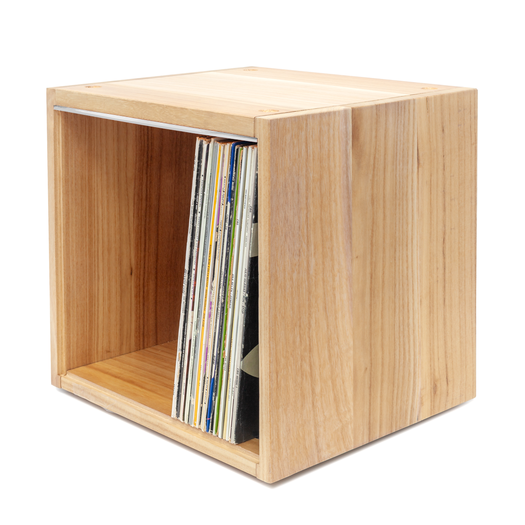 Vinyl Record Box Stax - Natural with White Lid