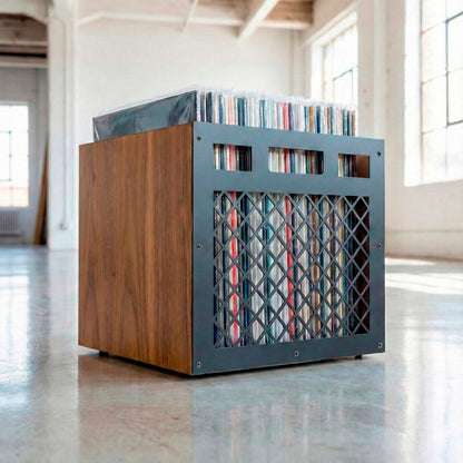 schallplatten aufbewahrung retro The Crate — Schallplattenkiste aus Massivholz (50-60 LPs)