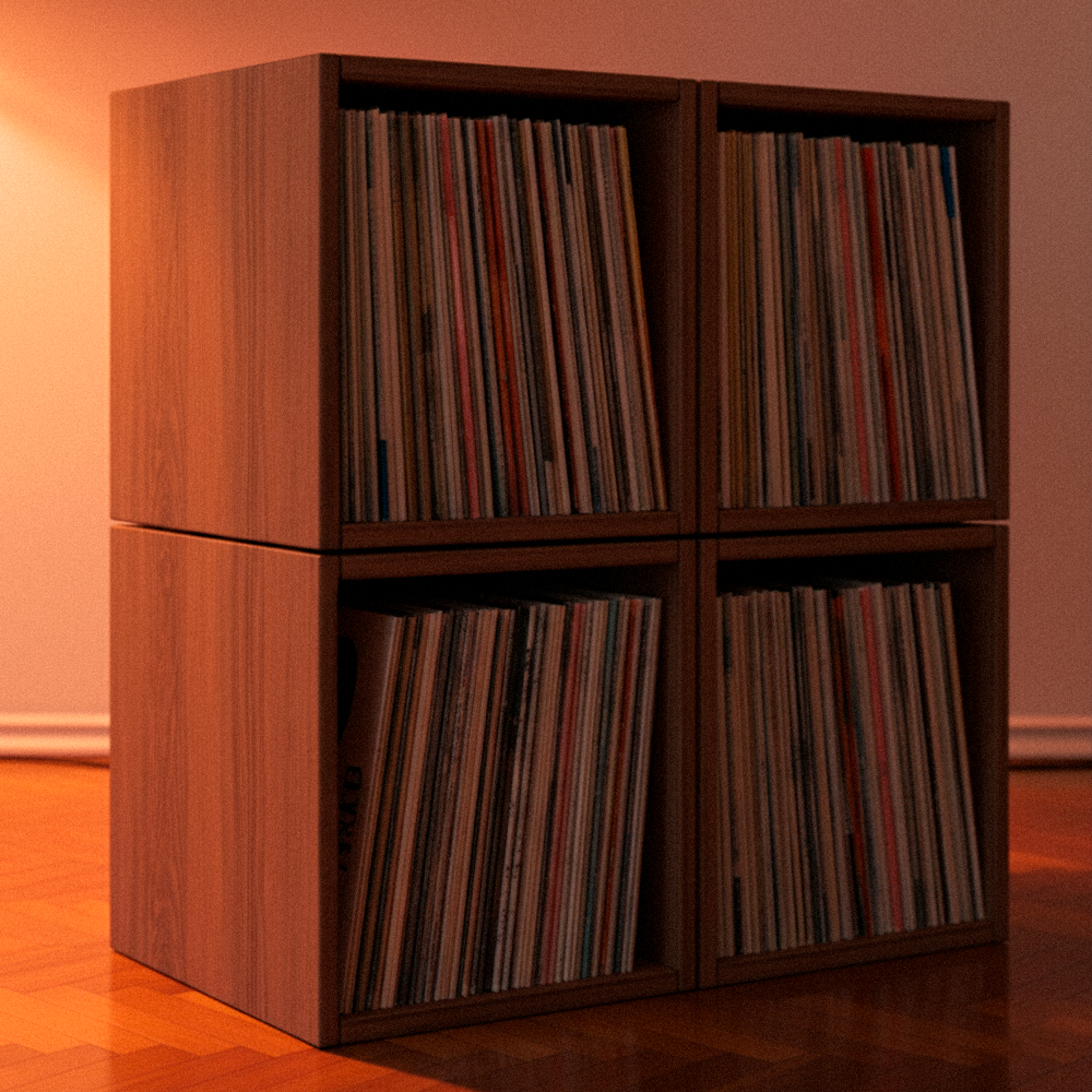Vinyl Record Box Stax - Natur mit Weißem Deckel