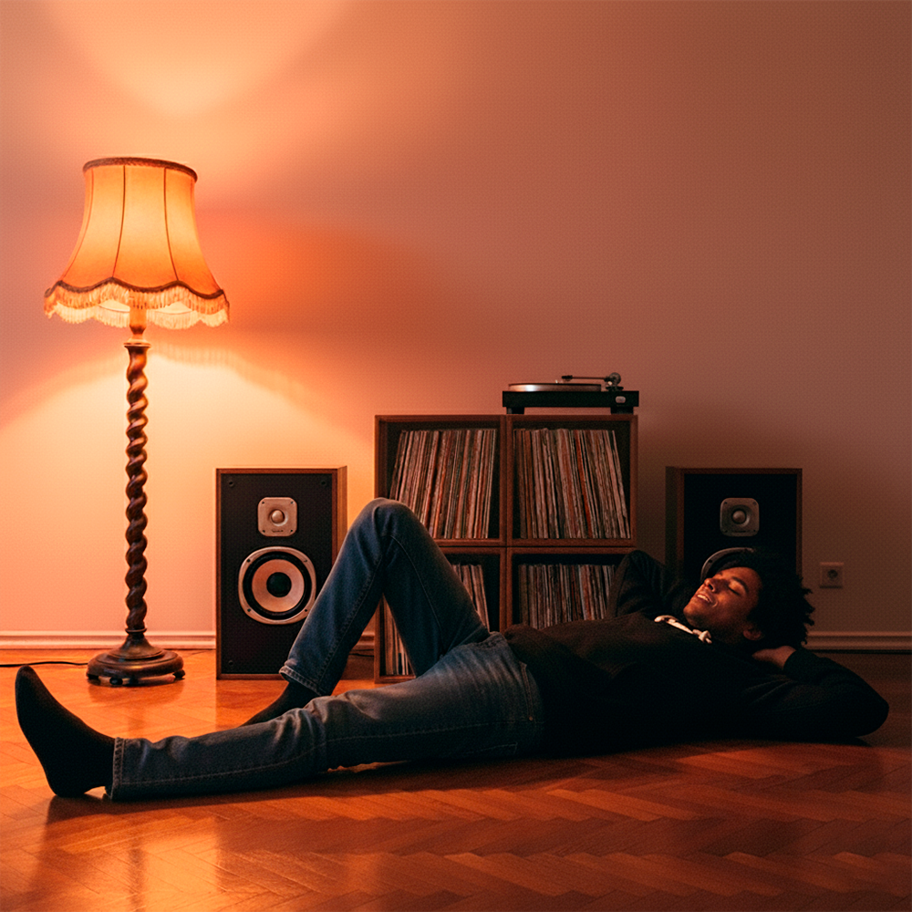 Vinyl Record Box Stax - Natur mit Weißem Deckel