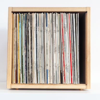 Vinyl Record Box Stax - Natur mit Weißem Deckel