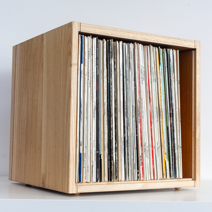 Vinyl Record Box Stax - Natur mit Weißem Deckel