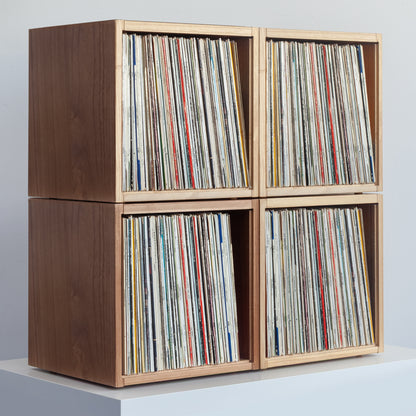 Vinyl Record Box Stax - Natur mit Weißem Deckel