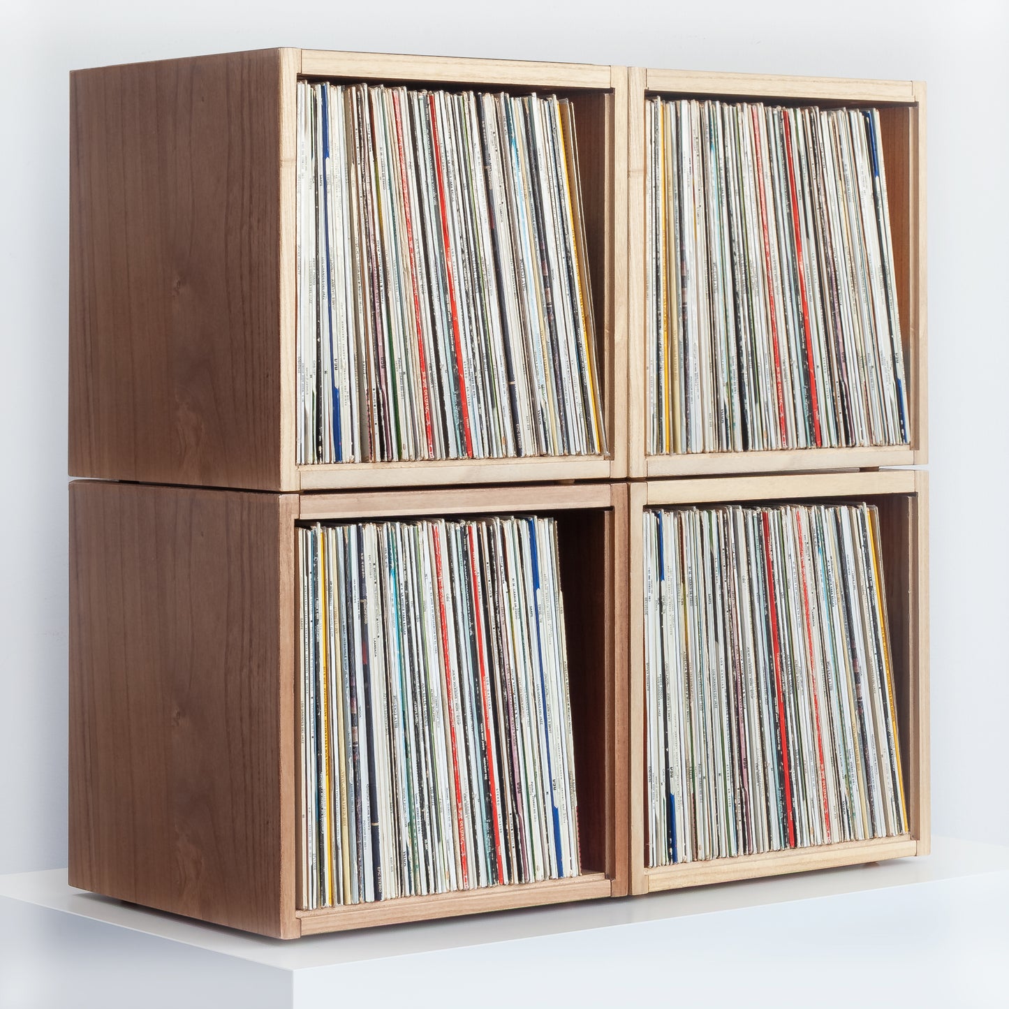 Vinyl Record Box Stax - Natur mit Weißem Deckel