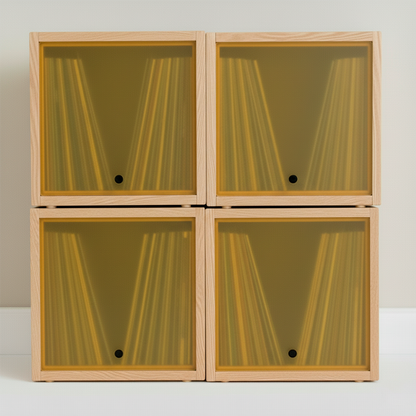 Vinyl Record Box Stax - Natur mit Weißem Deckel
