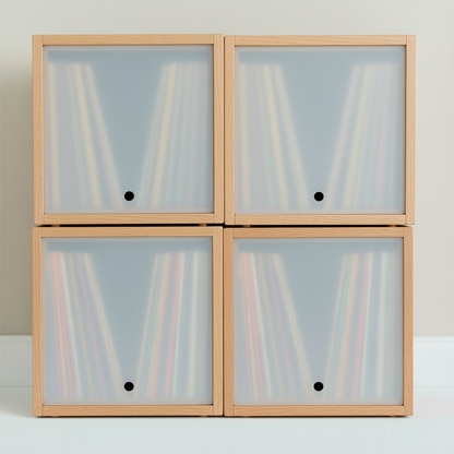 Vinyl Record Box Stax - Natur mit Weißem Deckel