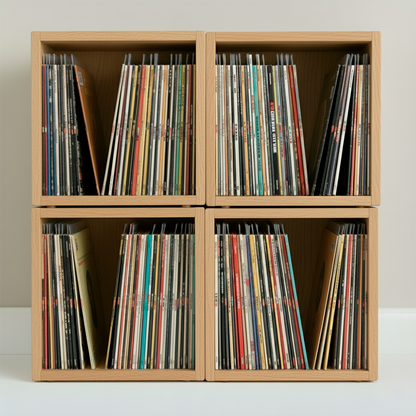 Vinyl Record Box Stax - Natur mit Weißem Deckel
