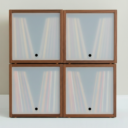 Vinyl Record Box Stax - Natur mit Weißem Deckel