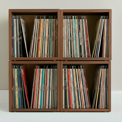 Vinyl Record Box Stax - Natur mit Weißem Deckel