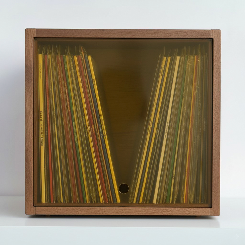 Caja de madera para discos de vinilo