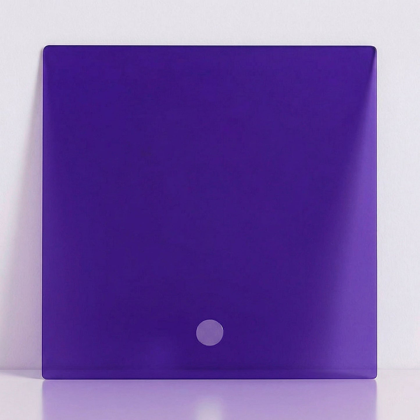Purple acrylic Vinyl Modular Door with circular finger hole detail on dark background