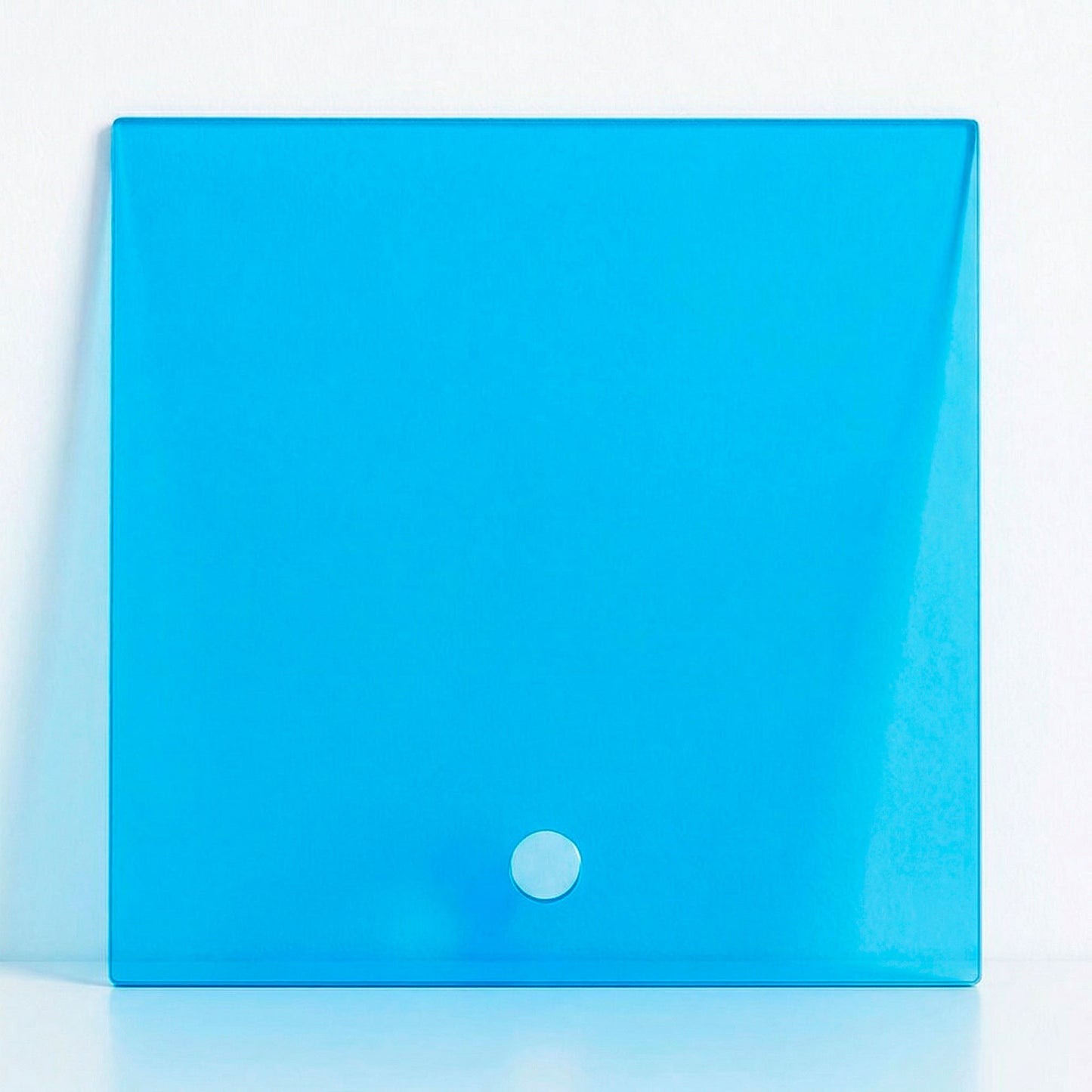 Blue translucent acrylic door for vinyl record cube storage dust protection accessory