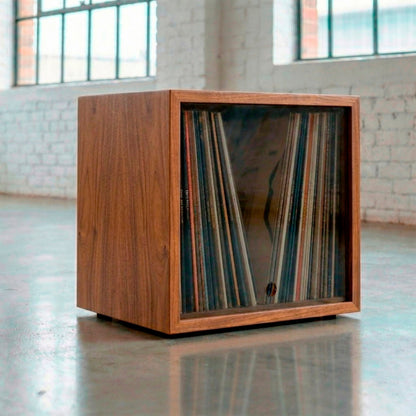 Vinyl Modular 50 LP - Walnut wood with Tea Gray acrylic lid - stackable vinyl record storage