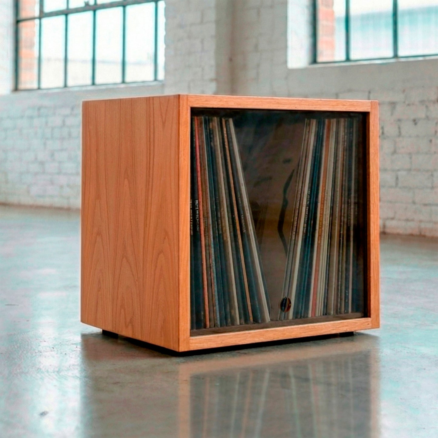 Vinyl Modular 50 LP - Natural wood with Tea Gray acrylic lid - stackable vinyl record storage