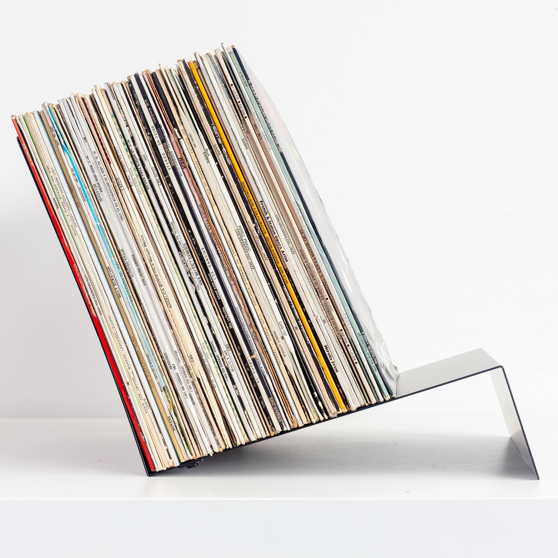 Vinyl Break - Minimalist Steel Record Stand for Display & Storage (50 LPs) - Keep Them Spinning™