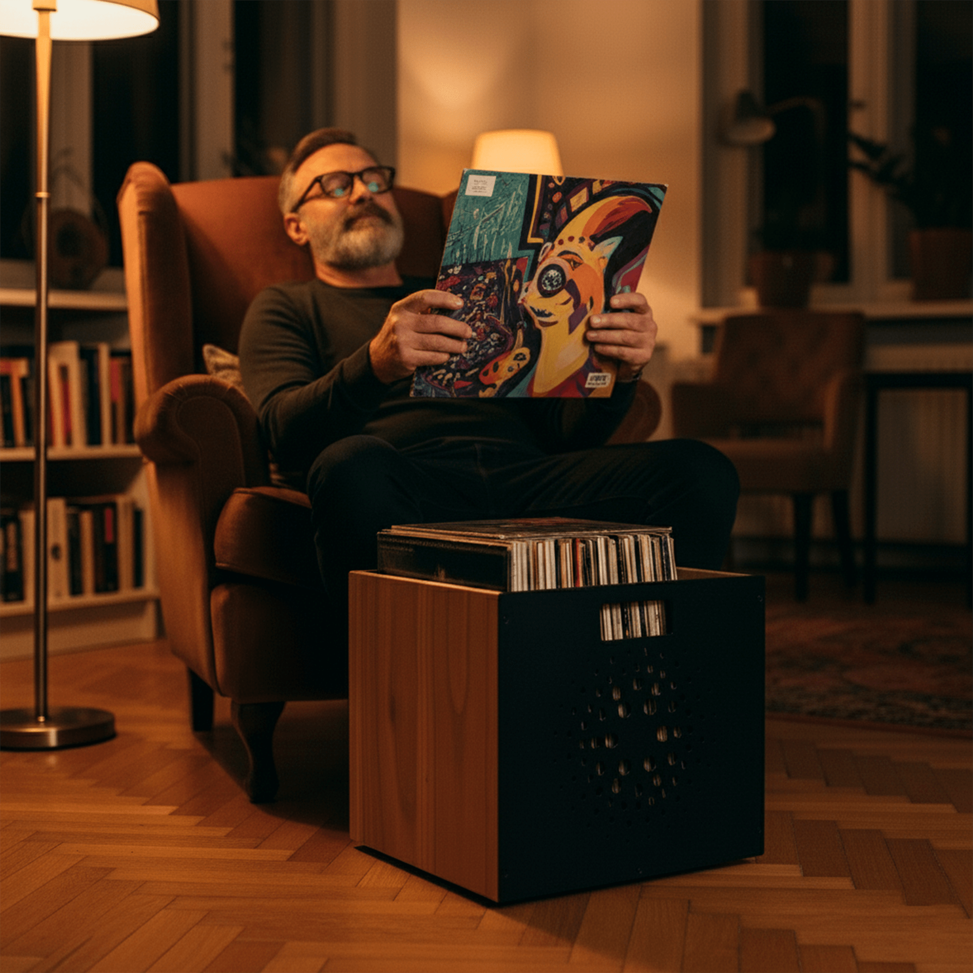 Orbit Box - Premium Vinyl Storage with Vintage Design (70 LPs) - Keep Them Spinning™