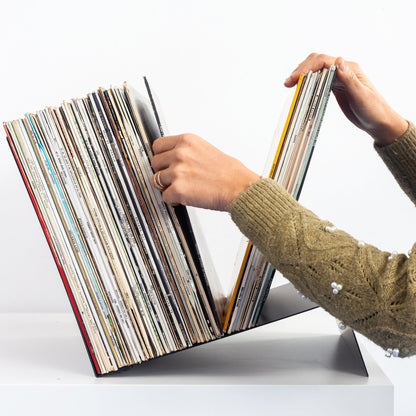 Vinyl Break - Minimalist Steel Record Stand for Display & Storage (50 LPs) - Keep Them Spinning™